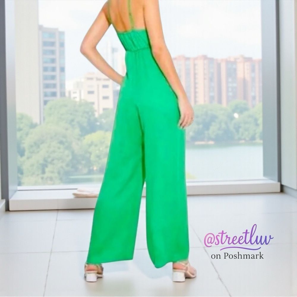 🔥 50% OFF | Wild Fable Green Satin Wide Leg Jumpsuit Size M
